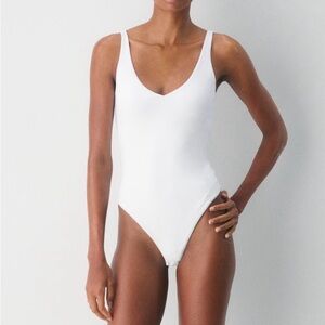 Babaton White V-Neck Bodysuit